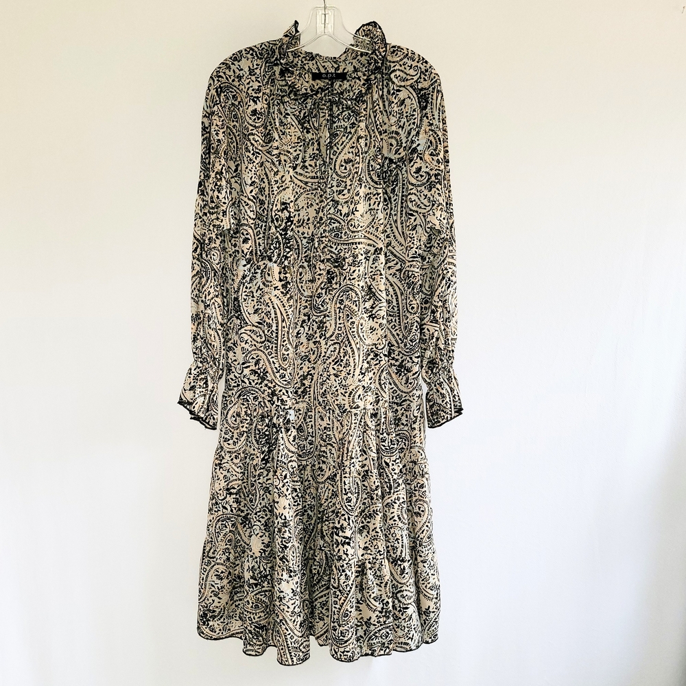 O.P.T. by Anthropologie Drop Waist Tiered Boho Cottage Core Midcalf Dress Size L